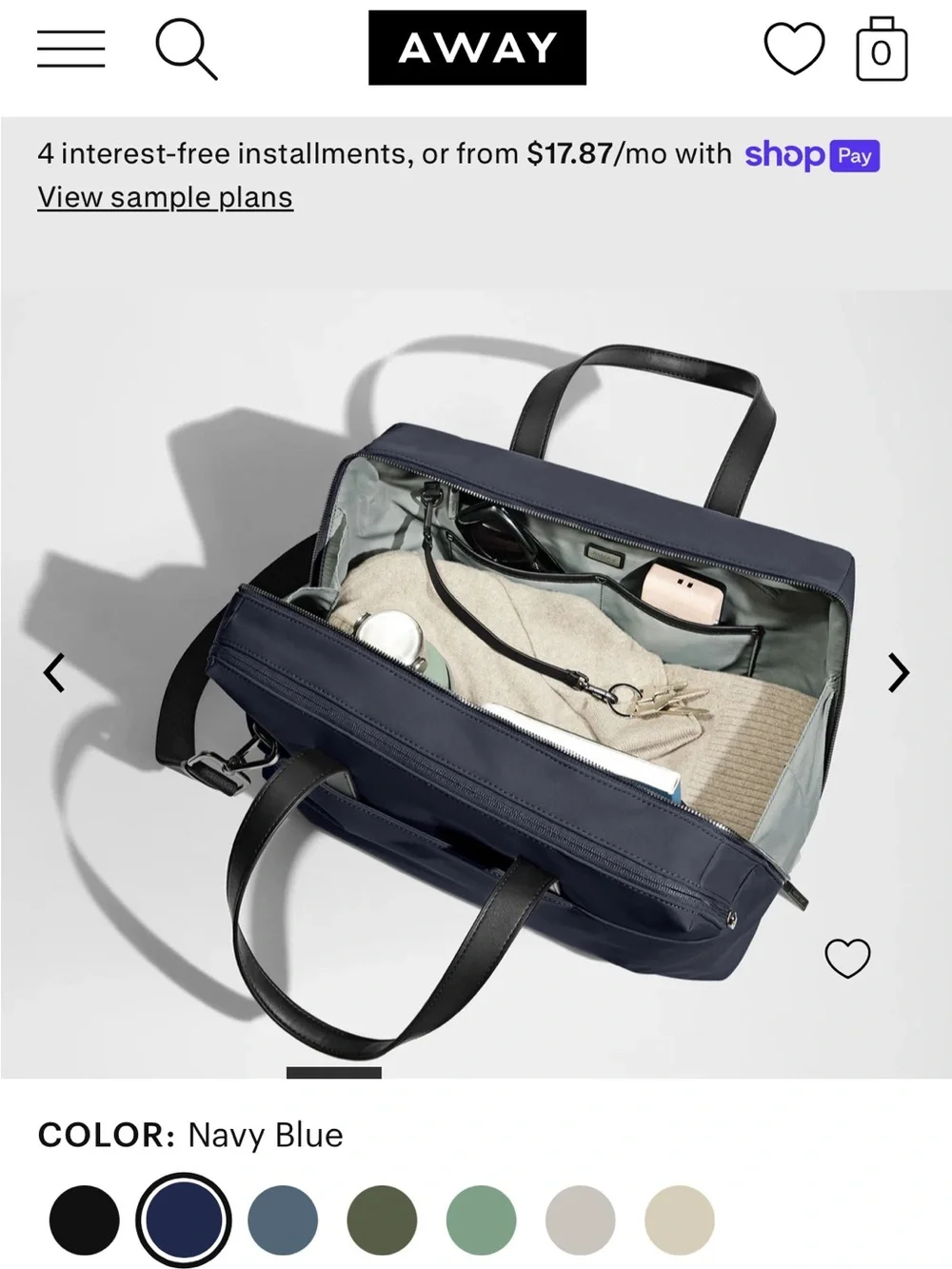 Away The Everywhere Bag in Navy EUC - Picture 4 of 13